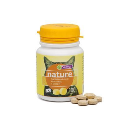 Полівітамінний комплекс Nature Vitomax для котів з сиром (100 табл.)