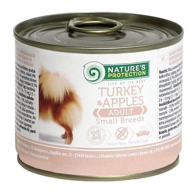 Влажный корм для взрослых собак малых пород с индейкой и яблоками Nature's Protection Adult Small Breeds Turkey&Apples 200г
