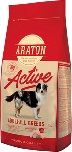 Повноцінний сухий корм для дорослих активних собак усіх порід ARATON ACTIVE All Breeds 15кг
