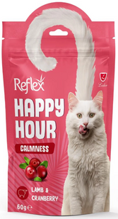 Reflex Happy Hour заспокійливі ласощі для котів з ягням та журавлиною 60г