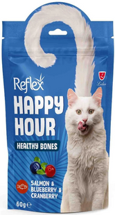 Reflex Happy Hour ласощі для котів з лососем, чорницею та журавлиною, здорові кістки 60г