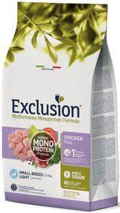 Exclusion Light Chicken Small Breed корм для дорослих собак дрібних порід з надмірною вагою та зниженою активністю чи стерилізованих з куркою 500 г