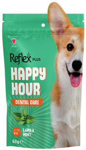 Reflex Plus Happy Hour ласощі для собак з ягням та м&rsquo;ятою, дентал 60г