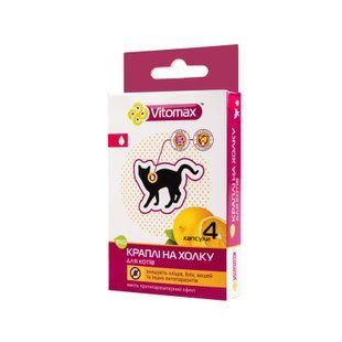 Протипаразитарні Еко краплі Vitomax на холку для котів, 0,6 мл (4 піпетки)