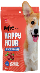 Reflex Plus Happy Hour ласощі для собак з ягням, яйцями та журавлиною, здорові кістки 60г