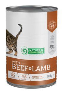 Вологий корм для дорослих котів з яловичиною та ягням Nature's Protection with Beef & Lamb 400 г