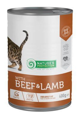 Влажный корм для взрослых кошек с говядиной и ягненком Nature's Protection with Beef & Lamb 400 г