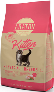 Повноцінний сухий корм для кошенят ARATON kitten 1,5кг