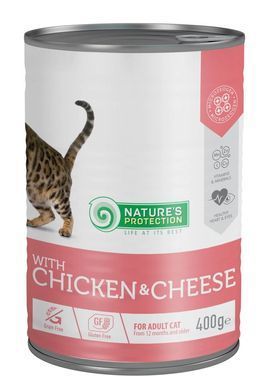 Влажный корм для взрослых кошек с курицей и сыром Nature's Protection with Сhicken & Сheese 400 г