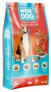 Wise Dog &ndash; Meat and Vegetebles (м&rsquo;ясо з овочами) Збалансований повноцінний сухий корм для собак всіх порід з стандартними потребами в енергії 10кг