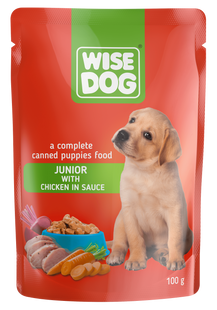 Wise Dog з соковитою куркою в соусі Повноцінний консервований корм для цуценят 100грх24шт