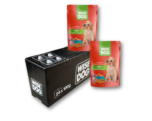 Wise Dog з соковитою куркою в соусі Повноцінний консервований корм для цуценят 100грх24шт