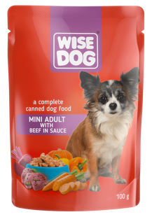 Wise Dog з соковитою яловичиною в соусі Повноцінний консервований корм для собак малих порід 100грх24шт