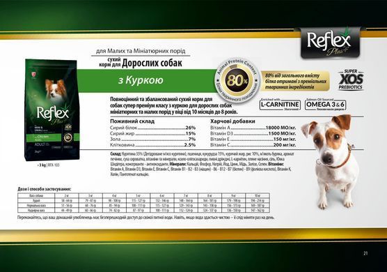 Reflex Plus сухий корм для собак малих порід з куркою 3 кг