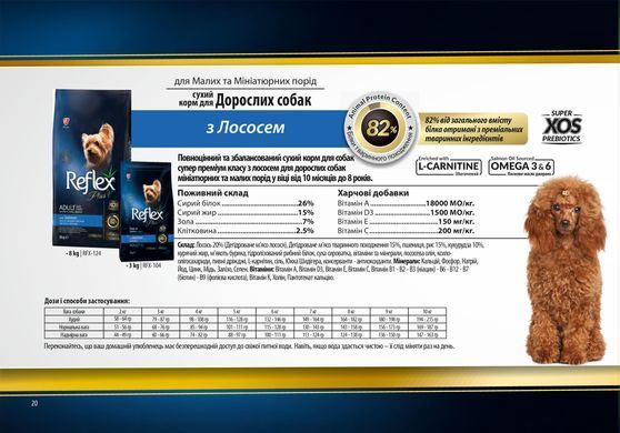 Reflex Plus сухий корм для собак малих порід з лососем 3 кг