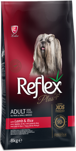 Reflex Plus сухий корм для собак малих порід з ягням та рисом 8 кг