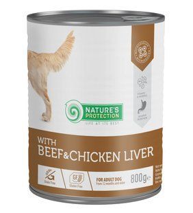 Вологий корм для дорослих собак із яловичиною та курячою печінкою Nature's Protection Beef and Chicken Liver 800 г