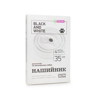 Протипаразитарний нашийник Black&White Vitomax для котів та малих порід собак, білий (35см)